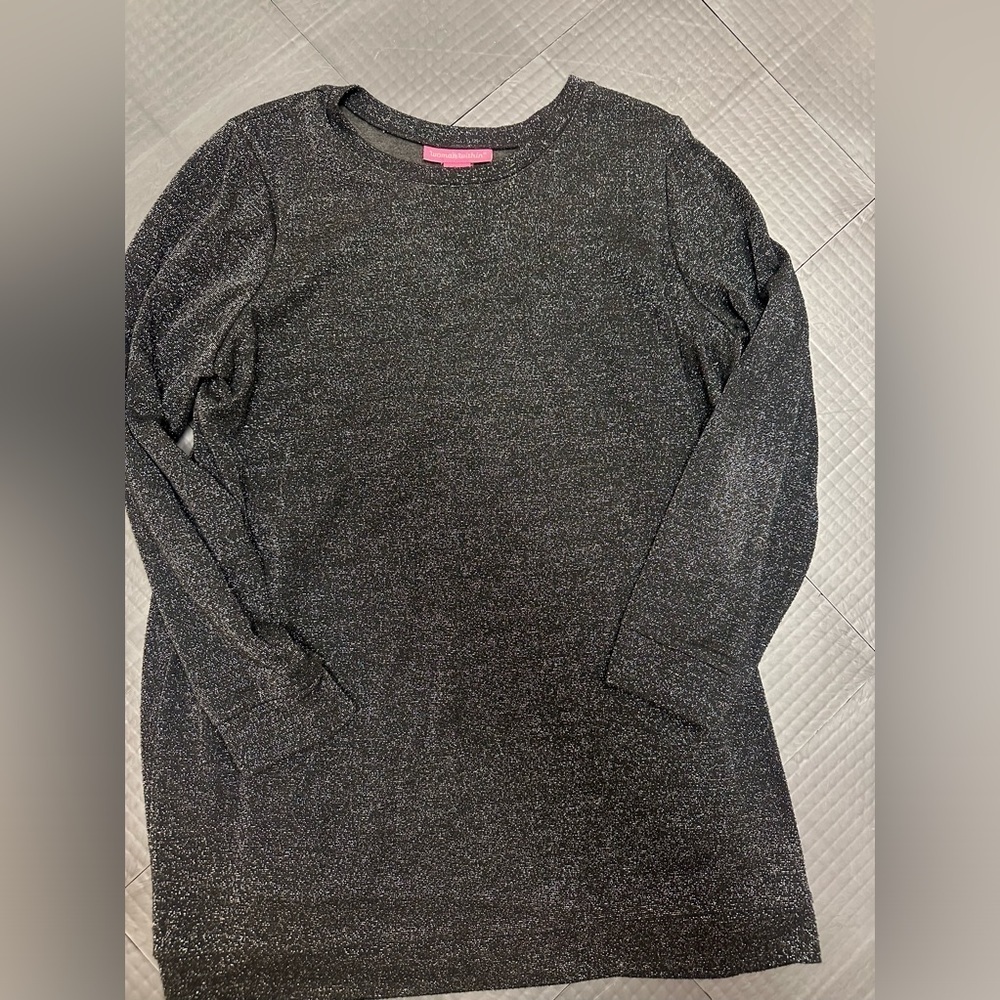 WOMAN WITHIN WOMENS BLACK SHIMMERING SWEATSHIRT SIZE MEDIUM